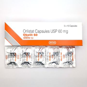 オベリット60mg(50錠)の箱とシート正面