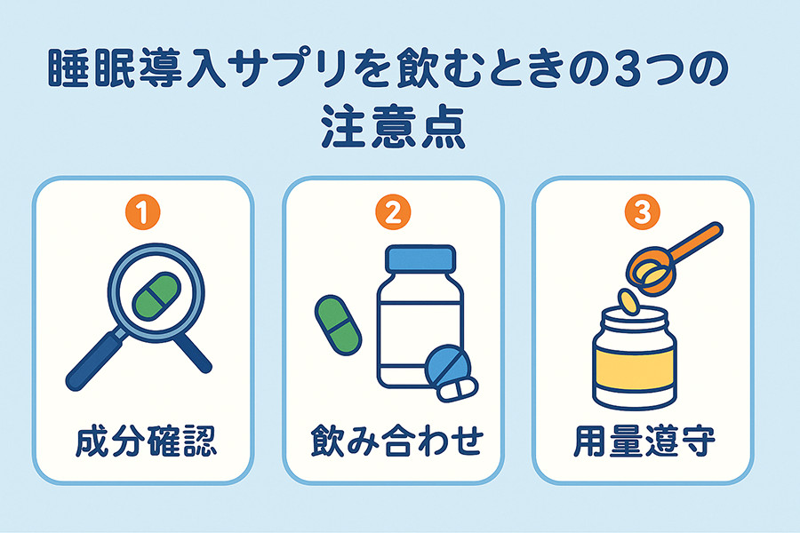 睡眠導入サプリを飲む際に気をつけるべきこと3選