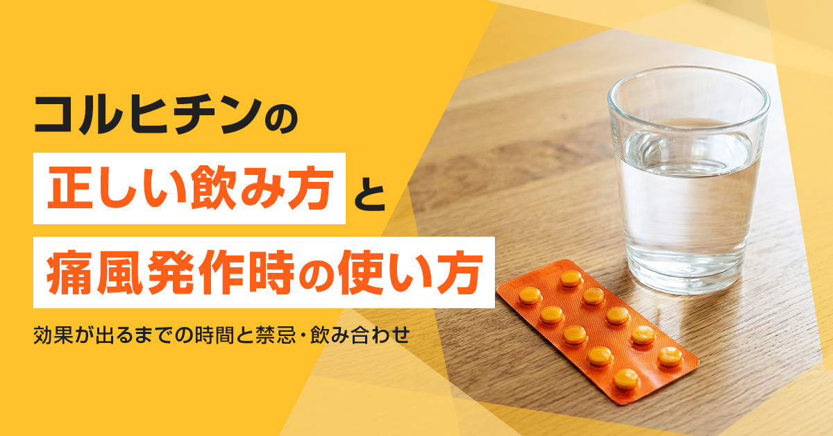 コルヒチンの正しい飲み方と痛風発作時の使い方｜効果が出るまでの時間と禁忌・飲み合わせ