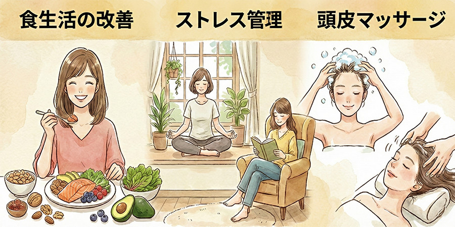 日常でできる育毛剤以外の髪ケア方法