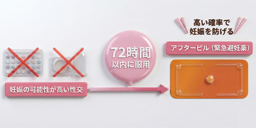 性行為後、72時間以内の服用で高い避妊効果