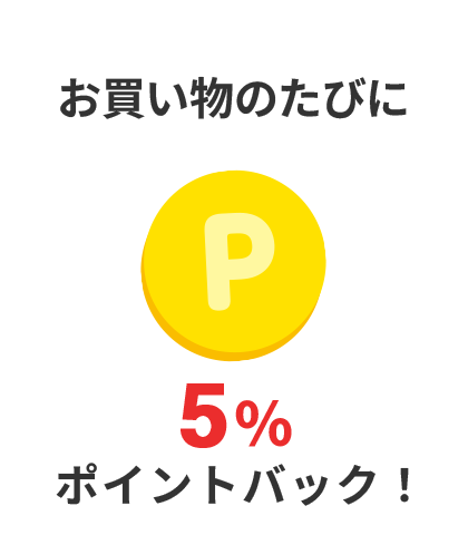 お買い物のたびに1％ポイントバック